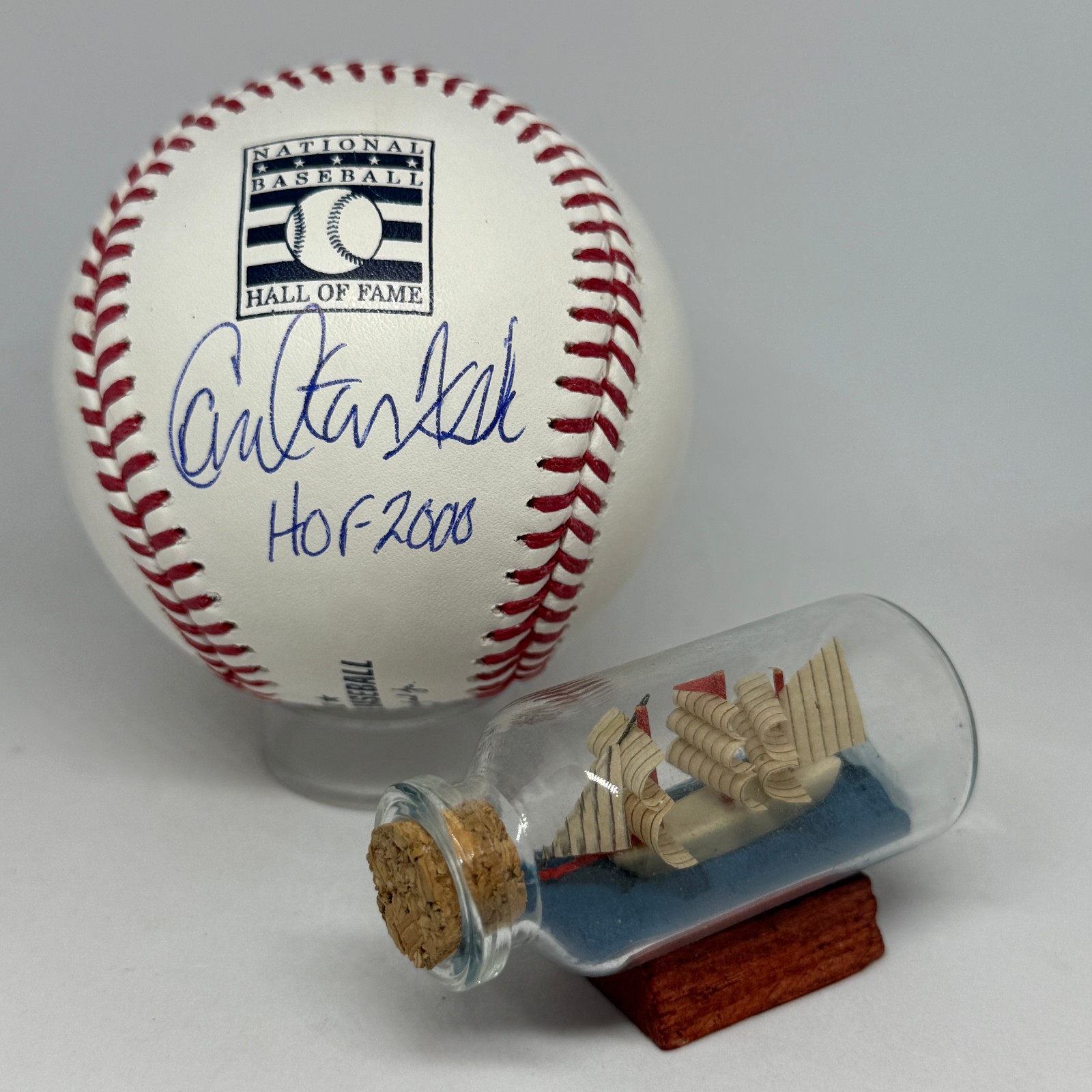 Carlton Fisk signed Rawlings HOF Logo Baseball JSA COA Inscribed Auto A3913