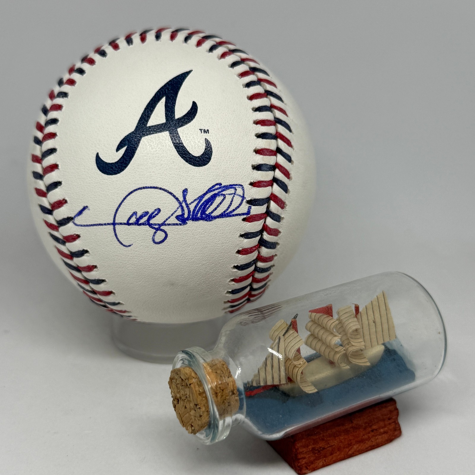 Gary Sheffield signed Rawlings Braves Team Stitch Logo Baseball JSA COA A39245