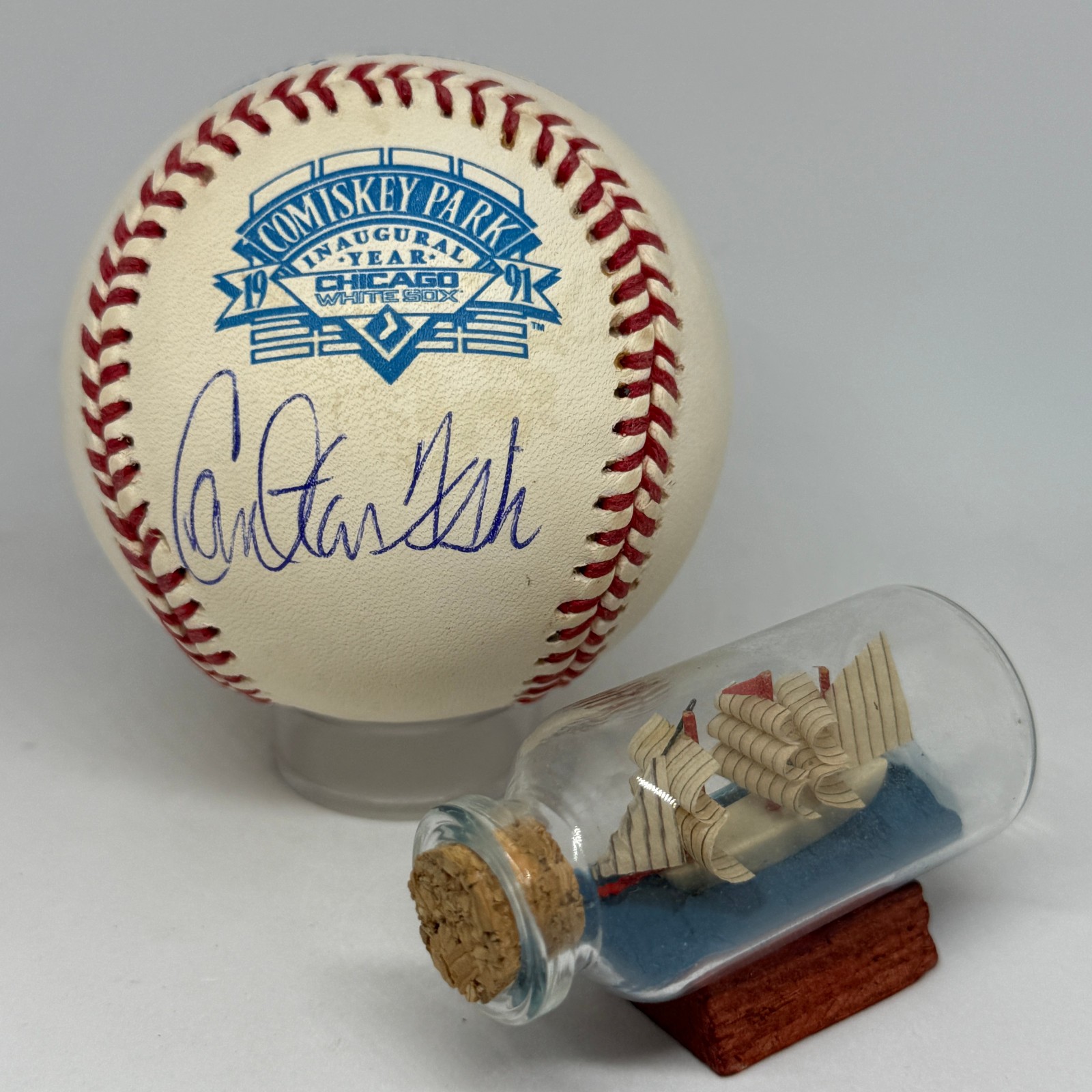 Carlton Fisk signed Rawlings Comiskey Park Logo Baseball JSA White Sox HOF A3933