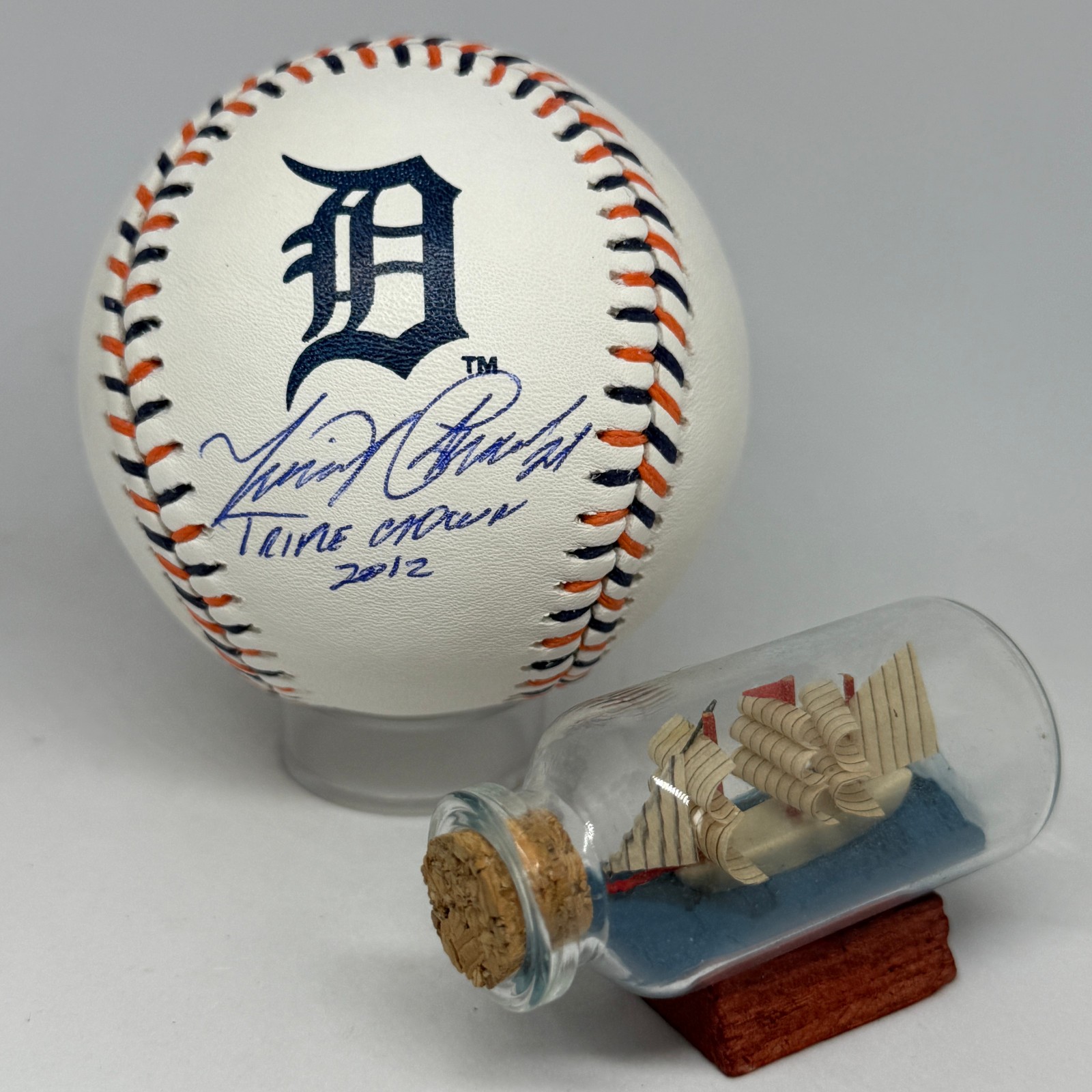 Miguel Cabrera signed Tigers Team Stitch Logo Baseball JSA COA Inscribed A3938