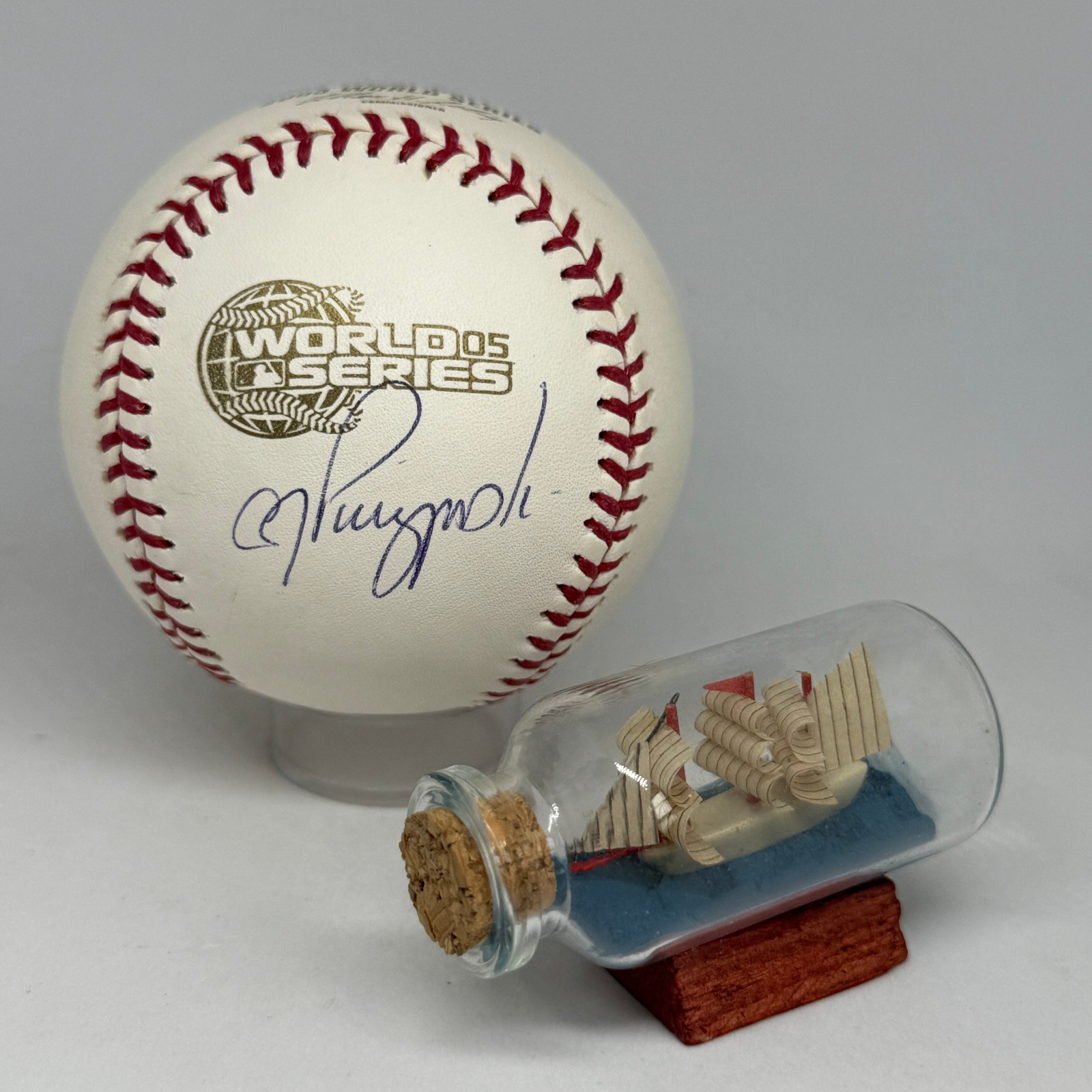 AJ Pierzynski signed Rawlings 2005 World Series Logo Baseball JSA WhiteSox A3949