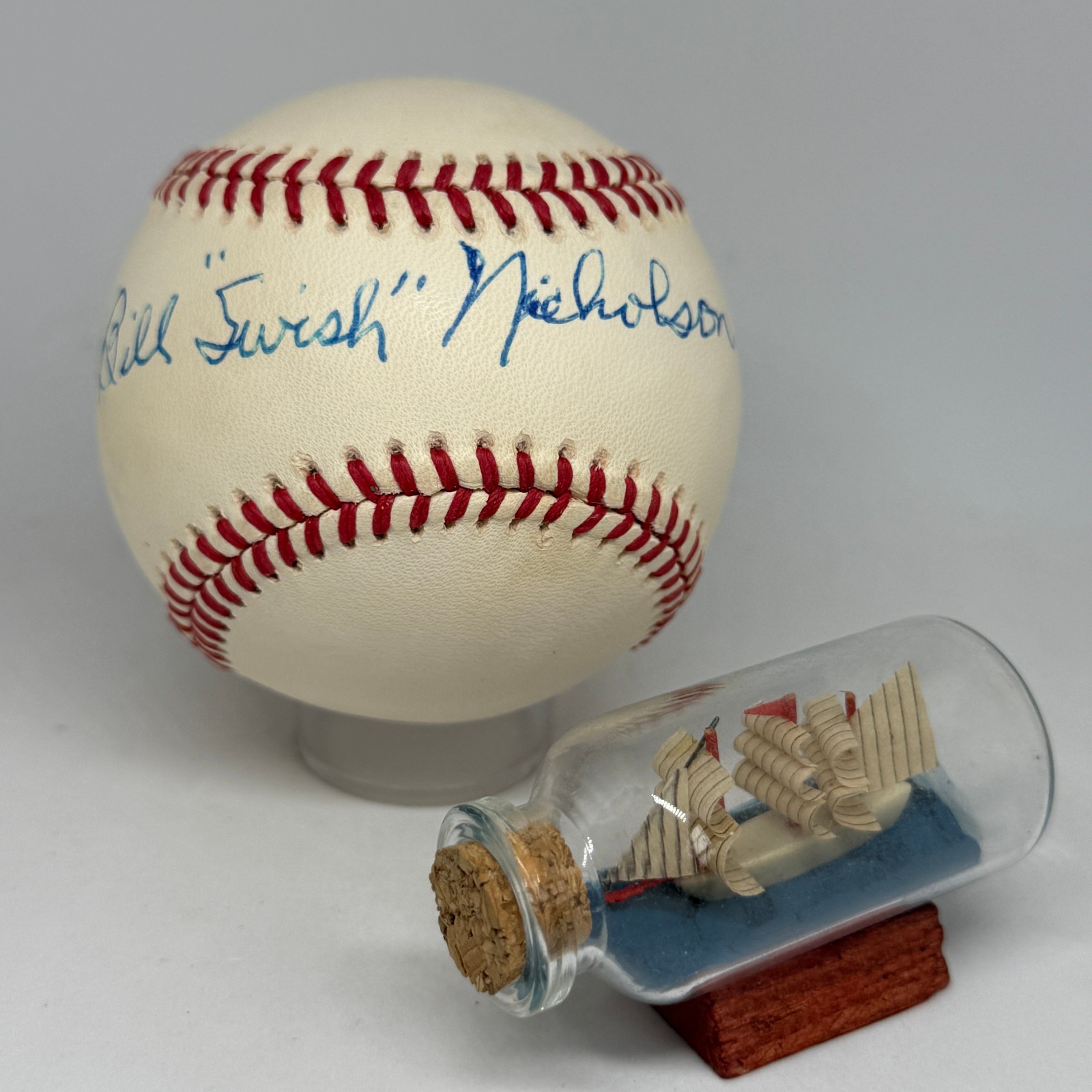 Bill Nicholson signed Rawlings ONL Baseball JSA COA Inscribed 