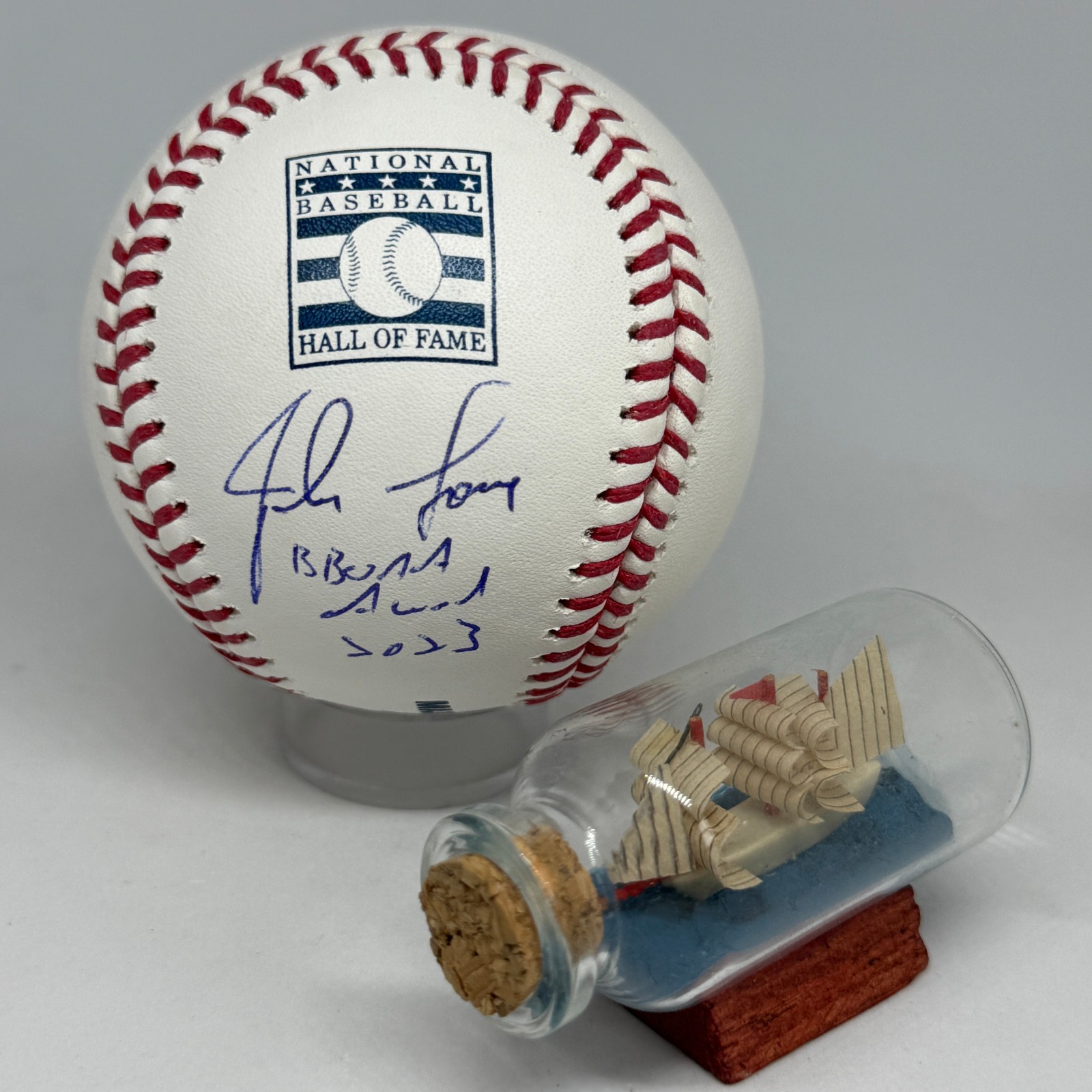 John Lowe signed Rawlings HOF Logo Baseball JSA COA Inscribed BBWAA Spink A3968