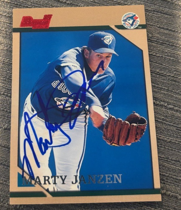Marty Janzen Rookie #265 1996 Bowman Toronto Blue Jays signed autographed card