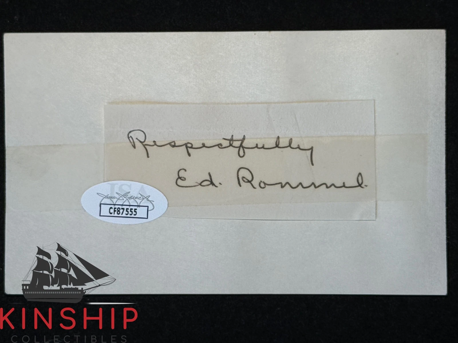 Eddie Rommel signed Cut on Index Card JSA COA Baseball Auto I206