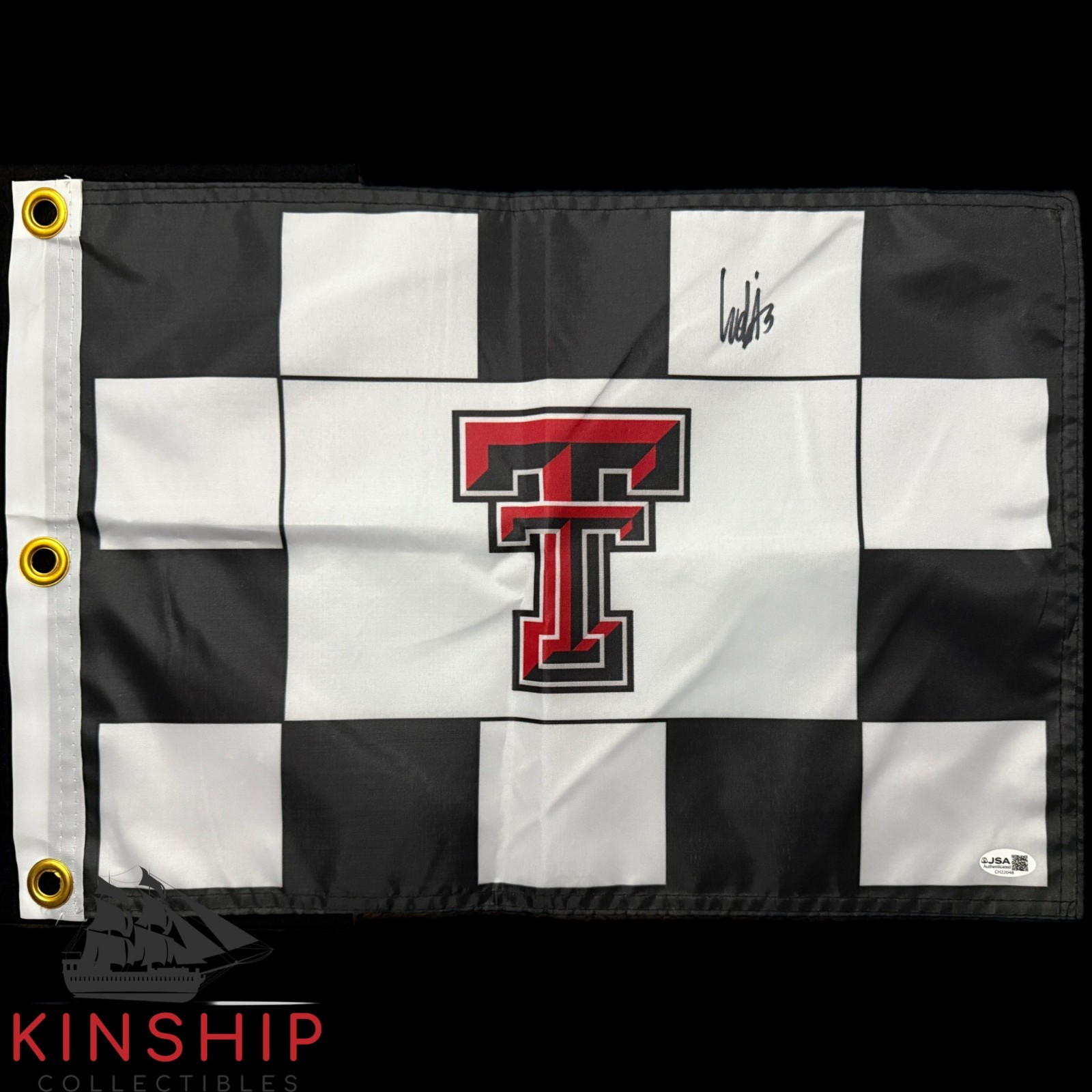 Ludvig Aberg signed Texas Tech Pin Flag JSA COA Masters Golf Ryder Cup Auto G162