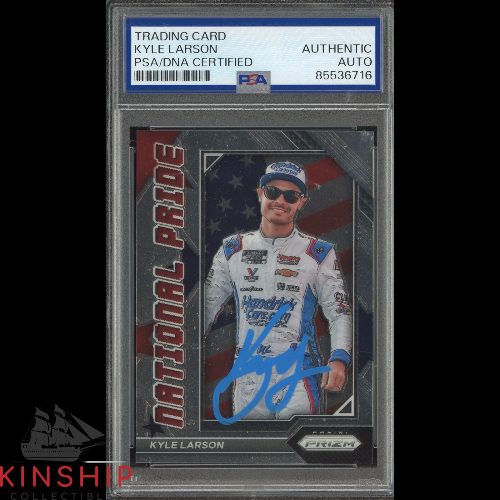 Kyle Larson signed 2023 Panini National Pride Card PSA DNA Slab NASCAR C4775
