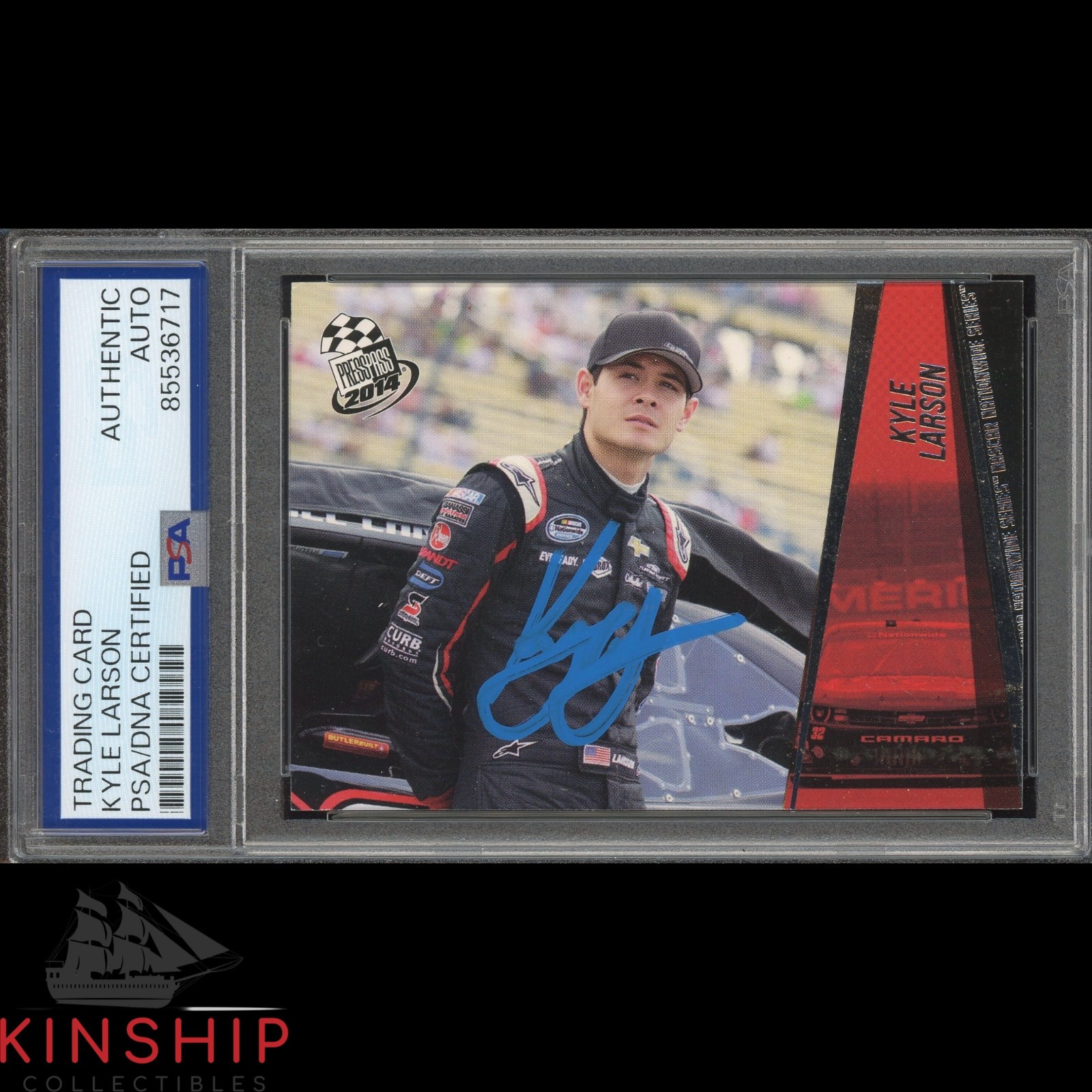 Kyle Larson signed 2014 Press Pass Rookie Card PSA DNA Slab NASCAR Auto C4778