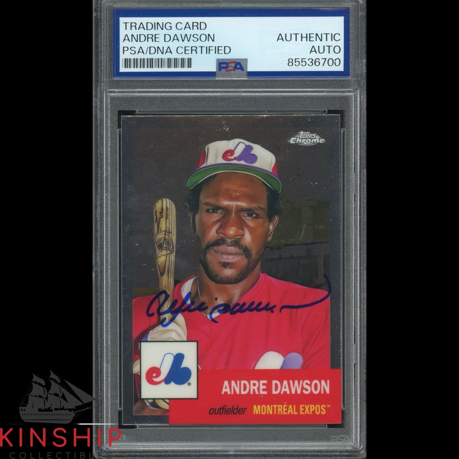 Andre Dawson signed 2022 Topps Chrome Trading Card PSA DNA Slab Auto HOF C4800