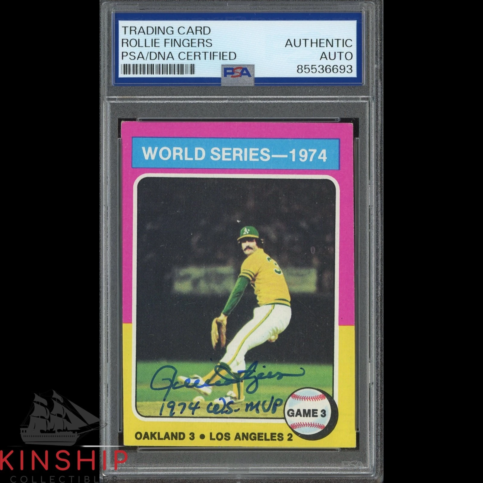 Rollie Fingers signed 1975 Topps #463 Card PSA DNA Slab Inscribed MVP Auto C4797