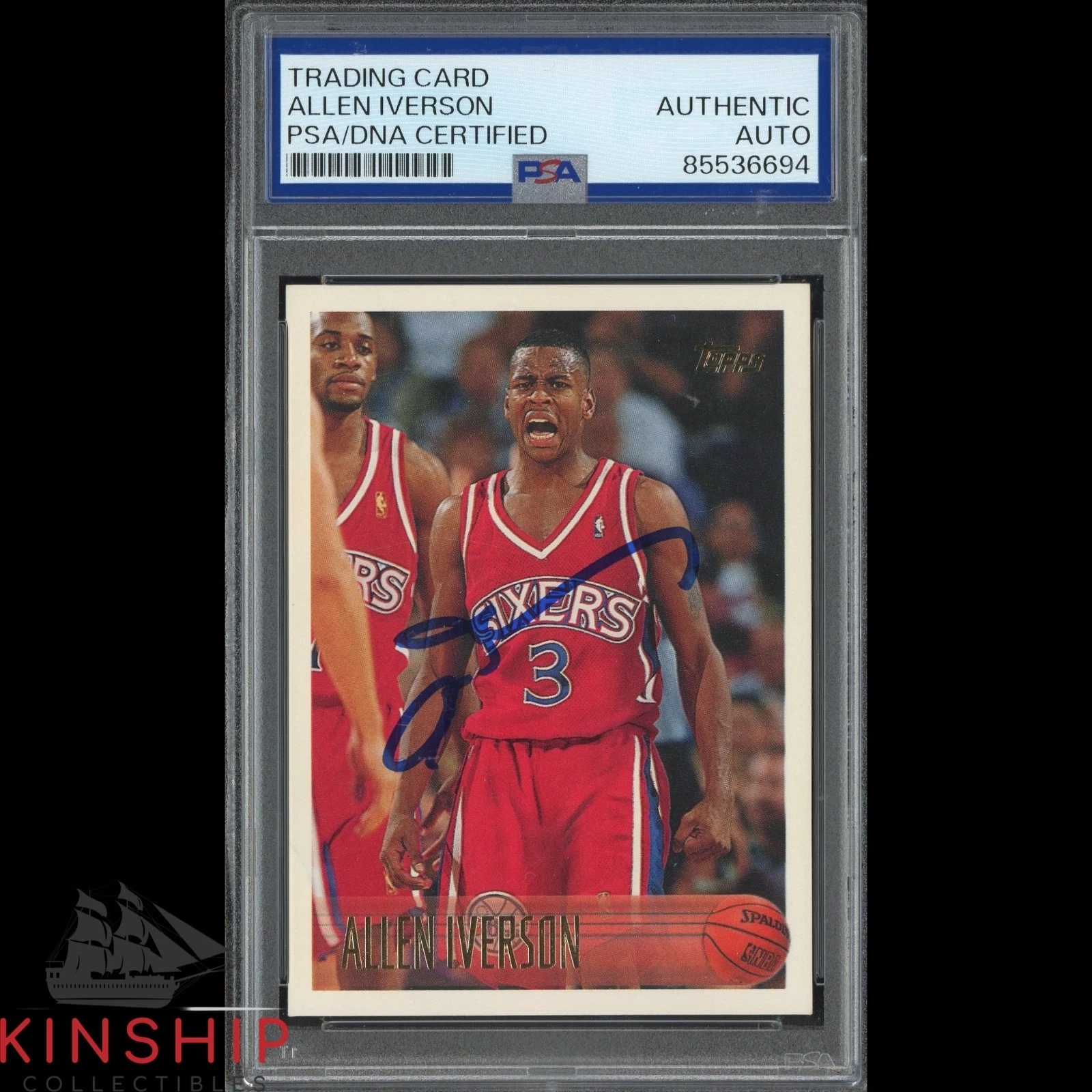 Allen Iverson signed 1996 Topps Rookie Card #171 PSA DNA Slabbed Auto HOF C4801