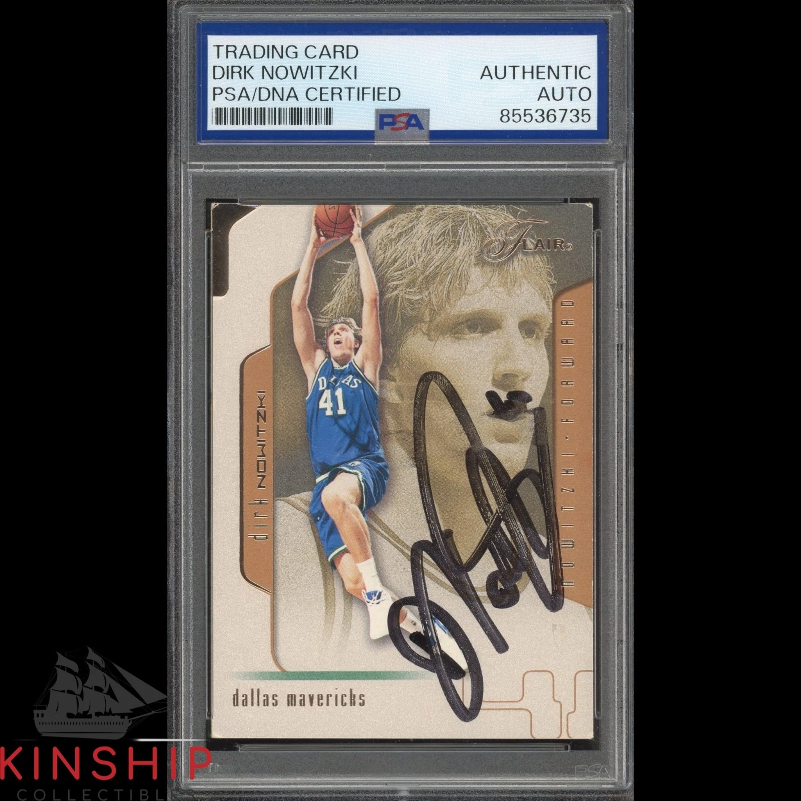 Dirk Nowitzki signed 2001-02 Fleer Flair PSA DNA Slab Basketball HOF Auto C4803