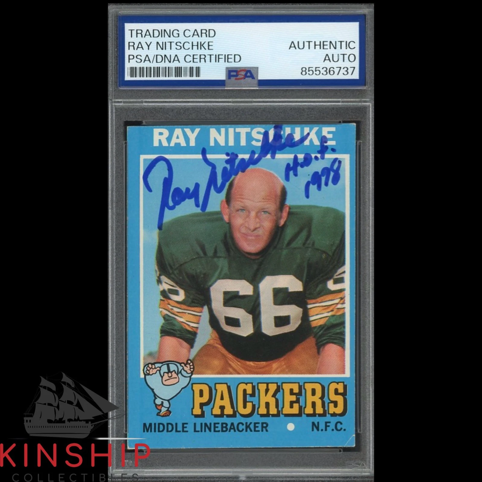 Ray Nitschke signed 1971 Topps Card #133 PSA DNA Slab Inscribed HOF Auto C4