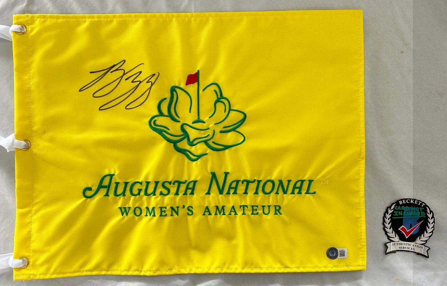 Rose Zhang Signed Masters Flag 2023 Augusta National Womens Amateur Beckett B...