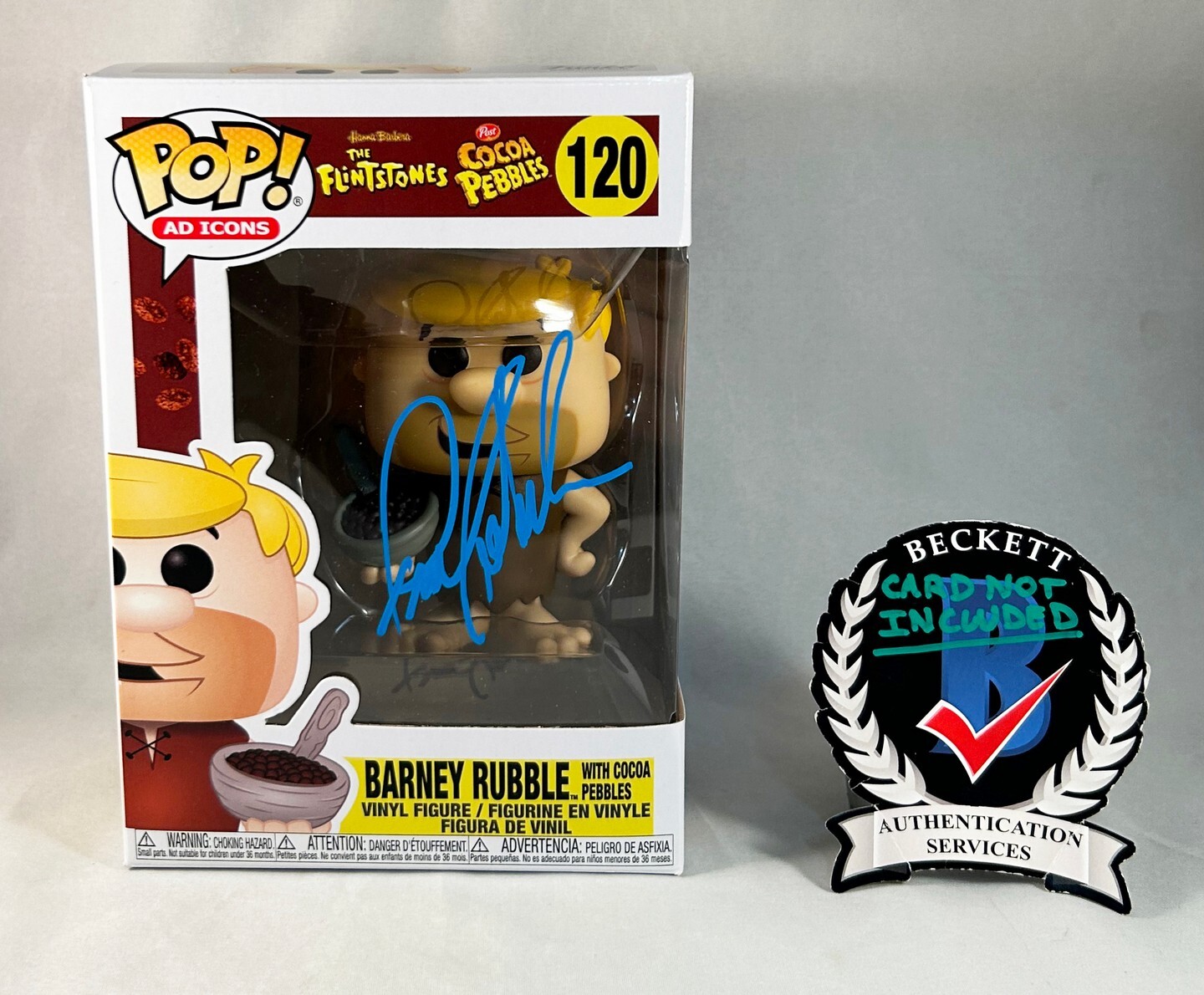 Frank Welker Signed Funko Pop Flintstones Barney Rubble Beckett BAS COA