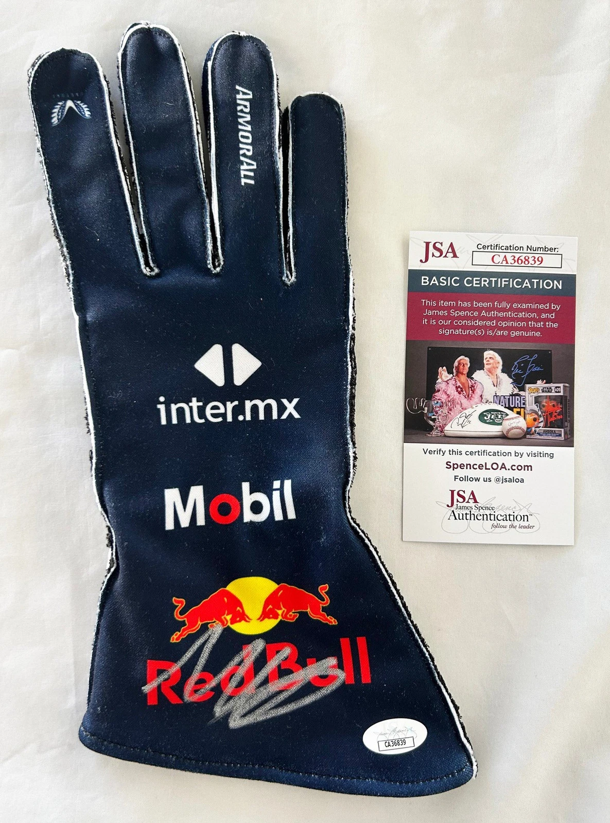 Max Verstappen Signed Racing Glove Red Bull Formula 1 F1 JSA 3 COA
