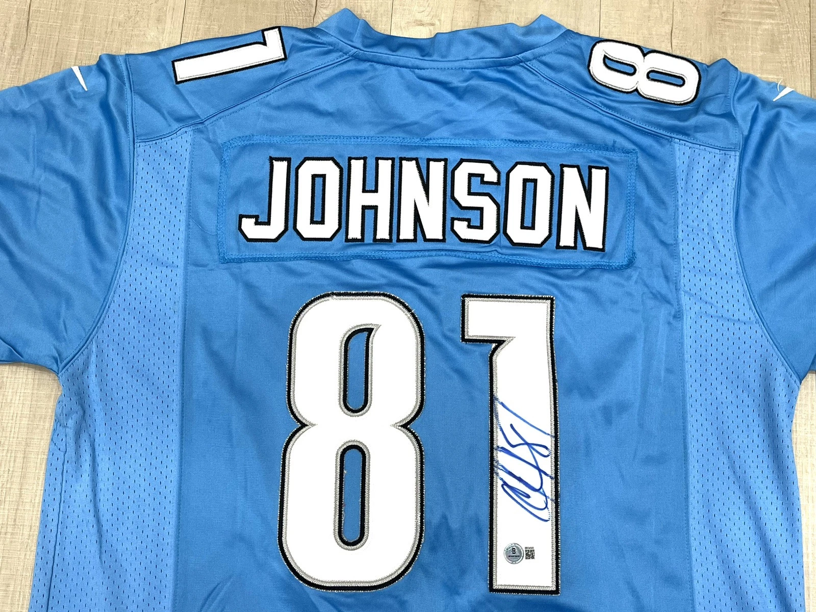 Calvin Johnson Hand Signed Detroit Lions Jersey Autographed BAS Beckett Cert