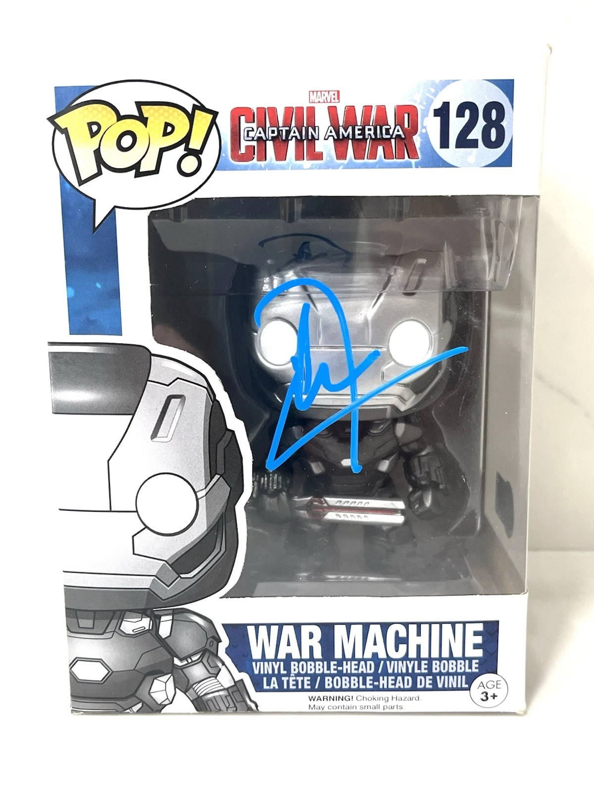 DON CHEADLE HAND SIGNED MARVEL WAR MACHINE #128 FUNKO POP BECKETT BAS COA