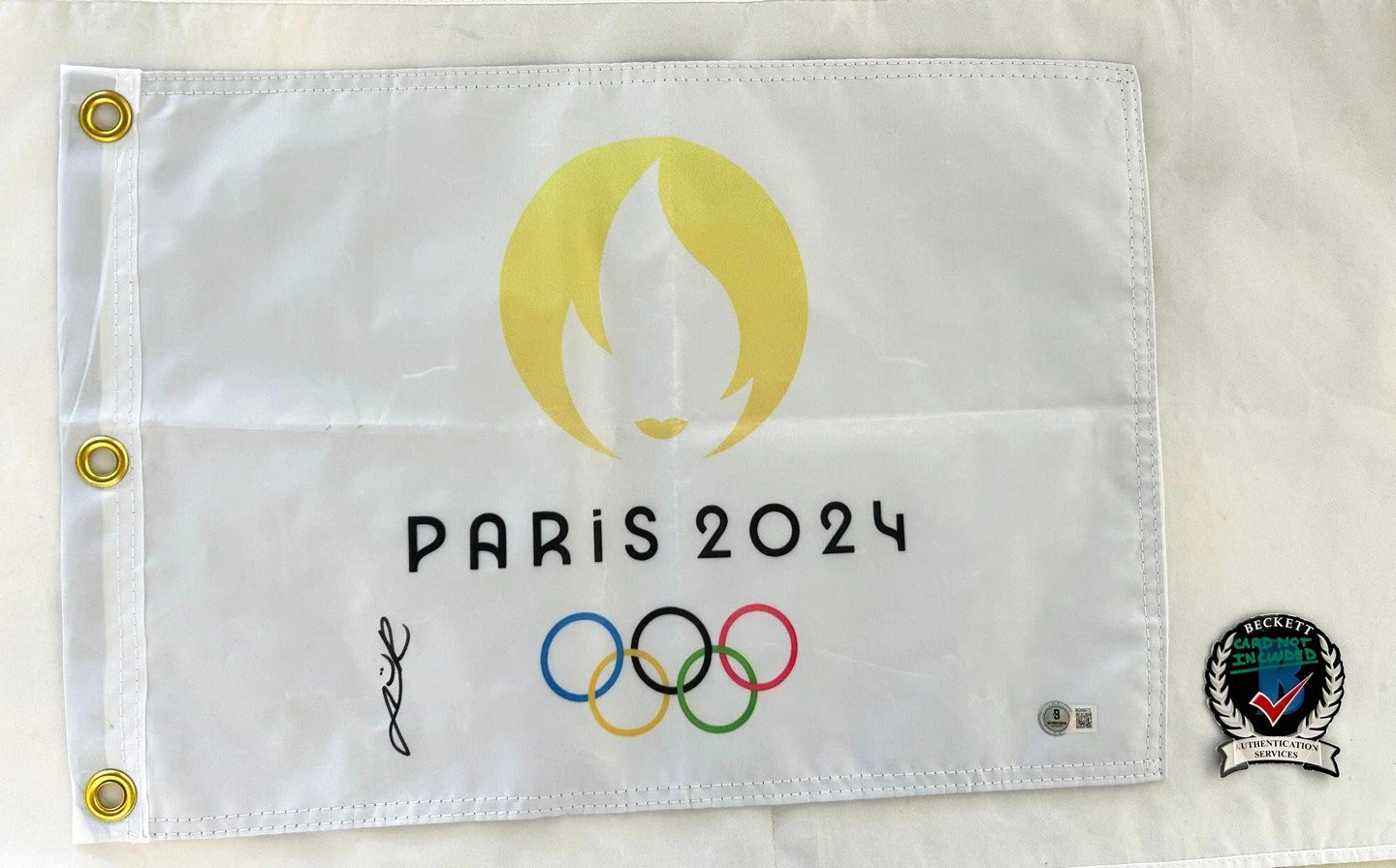 Lydia Ko Signed 2024 Paris Olympics Flag Gold Medal Champ Beckett BAS 3 COA