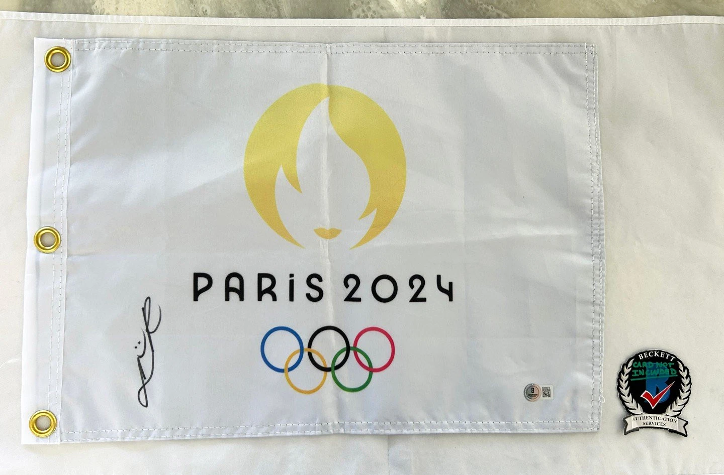Lydia Ko Signed 2024 Paris Olympics Flag Gold Medal Champ Beckett BAS 1 COA