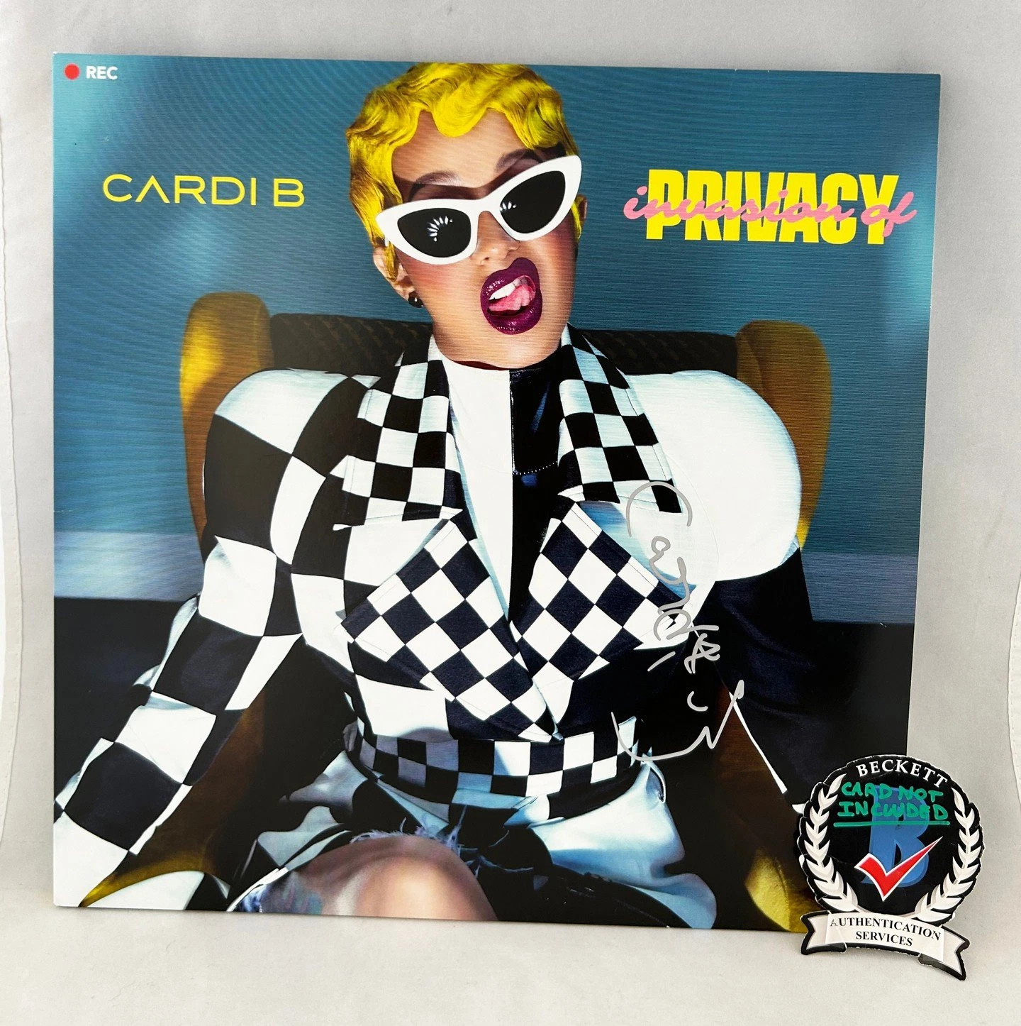 Cardi B Signed Vinyl LP Album Invasion of Privacy Beckett BAS 1 COA