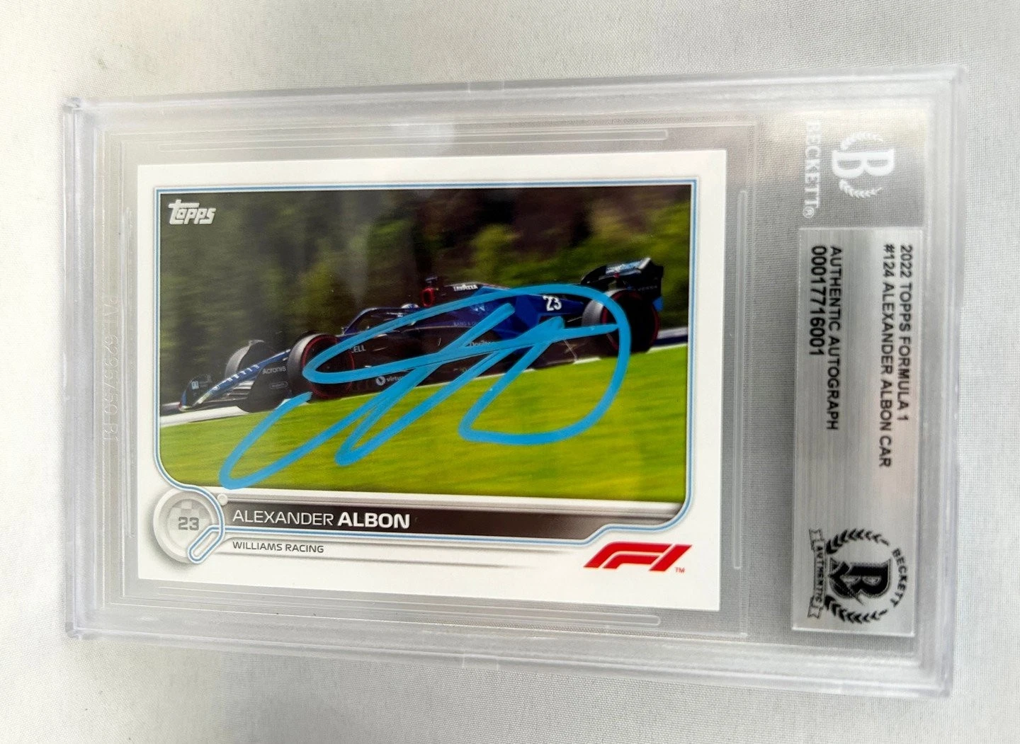 Alex Albon Signed Rookie Card 2022 Topps #124 F1 Williams Beckett BAS COA