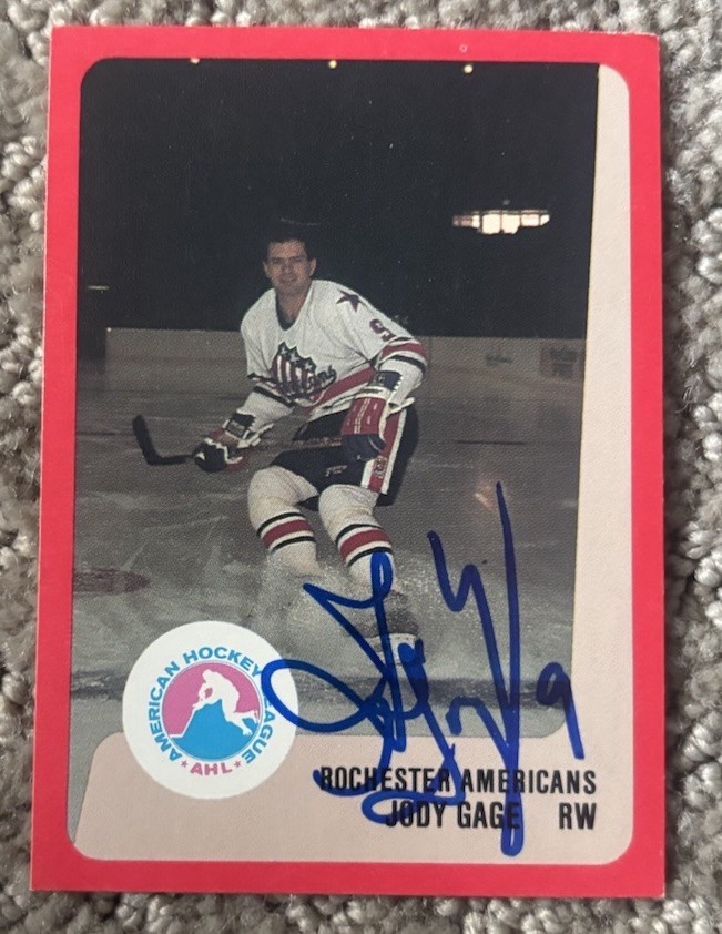 Jody Gage signed autographed 1988-89 Rochester Americans Amerks Card Procards