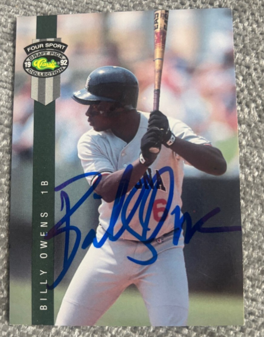 1992 Classic Draft PICK Four Sport Billy Owens signed autographed card Orioles