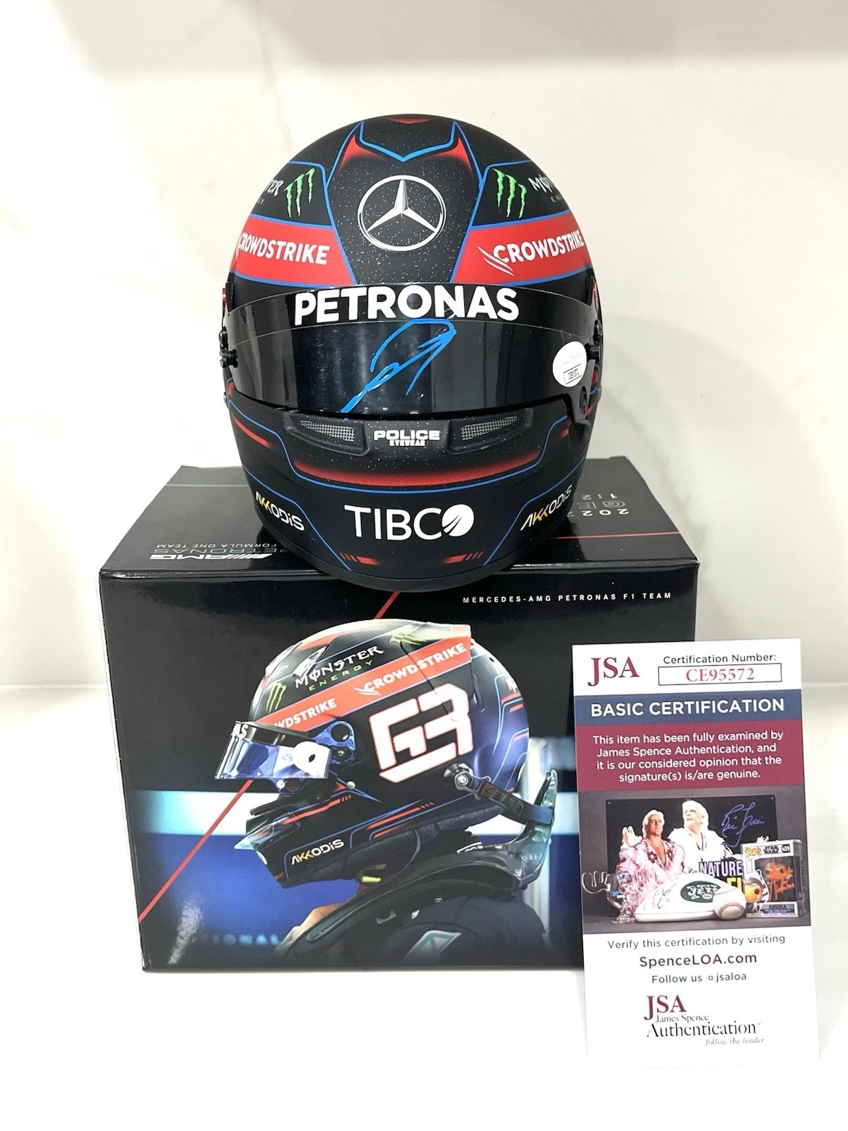 George Russell Signed Mercedes 1:2 Mini Helmet F1  Driver Formula 1 JSA Cert 4