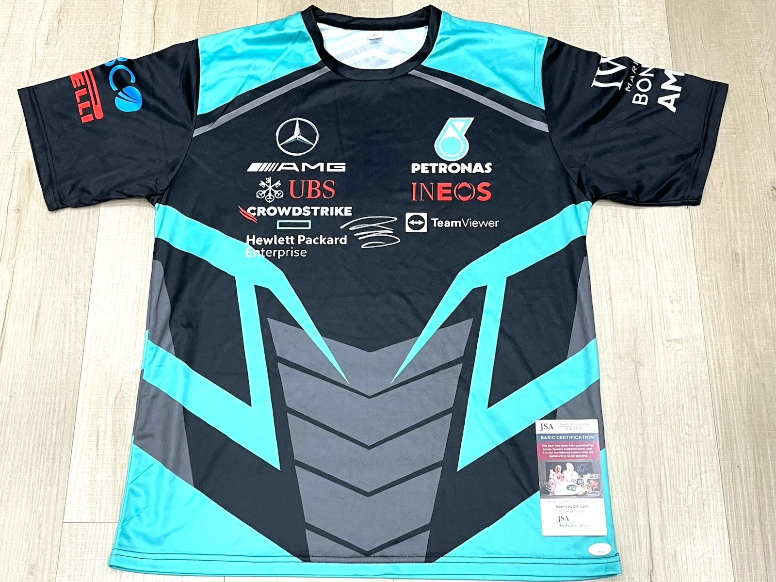 Kimi Antonelli Hand Signed Mercedes Petronas Shirt F1 Formula 1 Hat JSA Cert #1