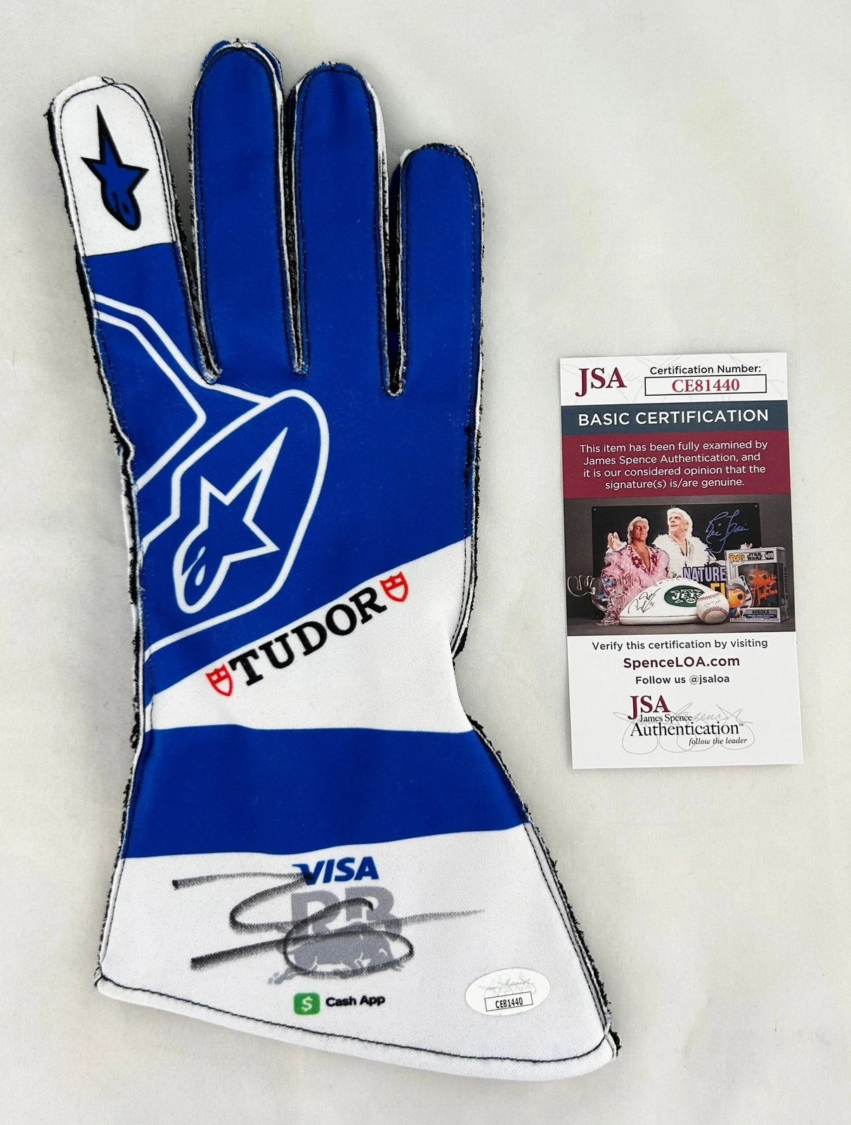 Isack Hadjar Signed Racing Glove Visa Cash App Racing Bulls F1 Formula 1 JSA ...