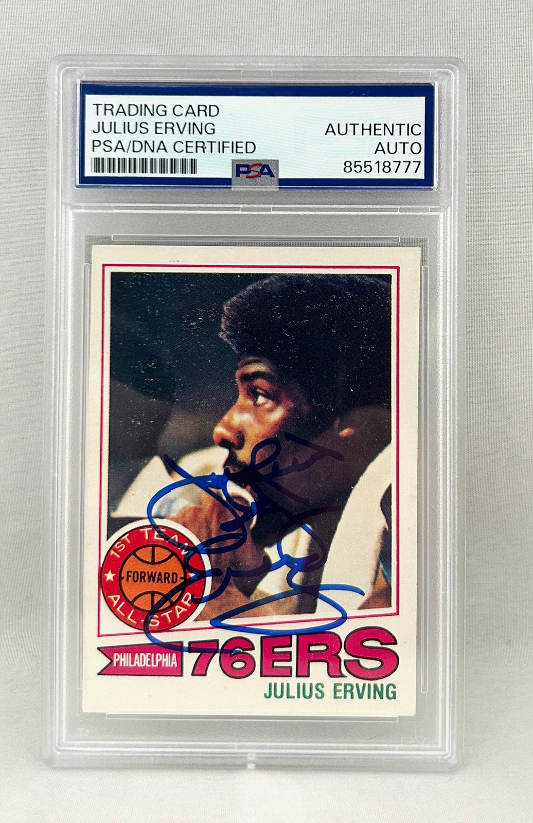 Julius Erving Signed Card 1977 Topps #100 PSA/DNA COA