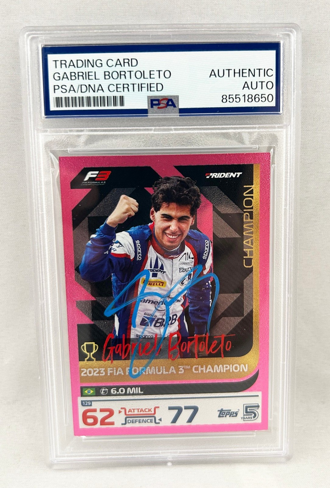 Gabriel Bortoleto Signed Card 2024 Topps Turbo Attax PSA/DNA  F1 Formula 1 B COA