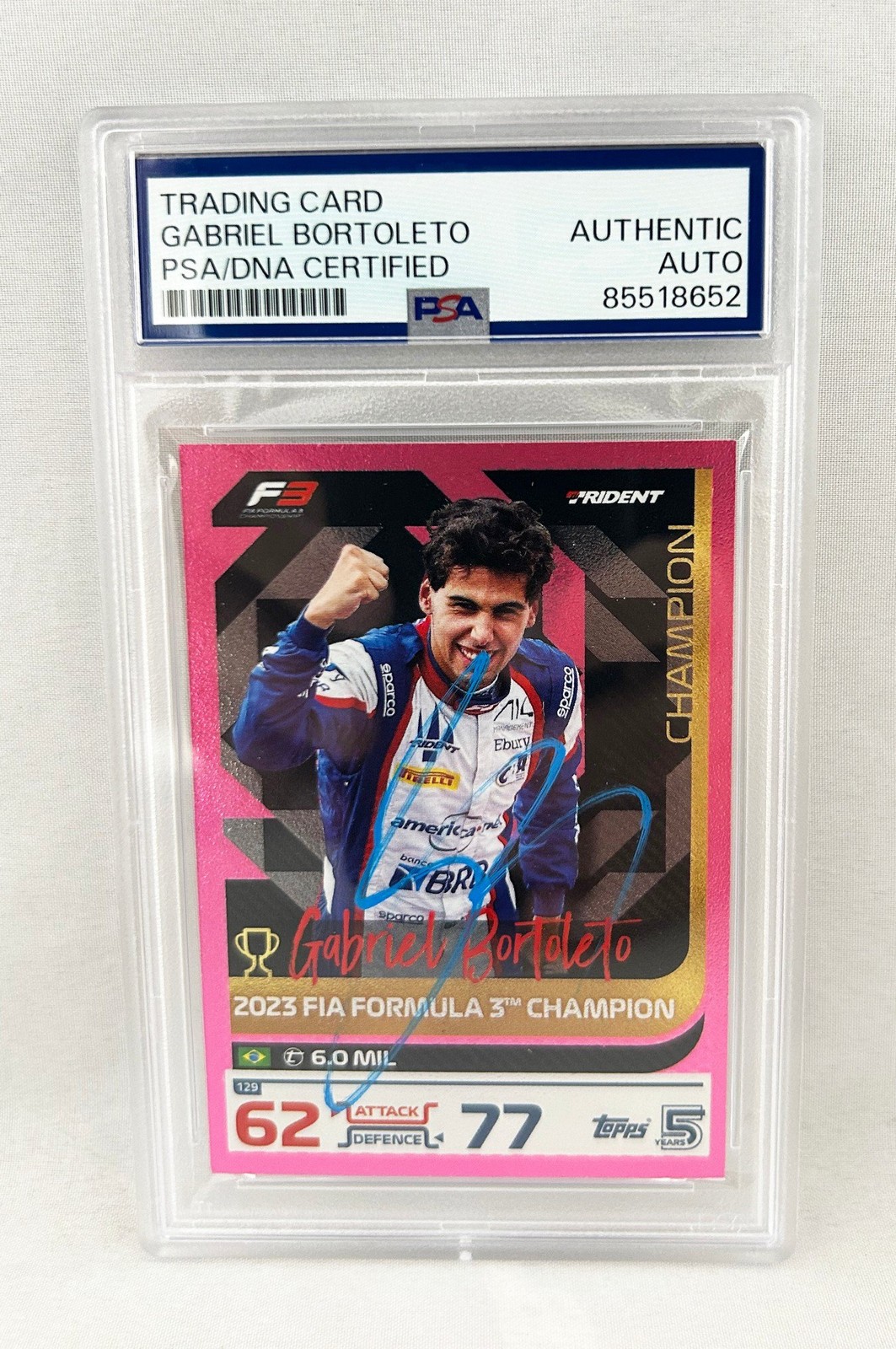 Gabriel Bortoleto Signed Card 2024 Topps Turbo Attax F1 Formula 1 PSA/DNA COA