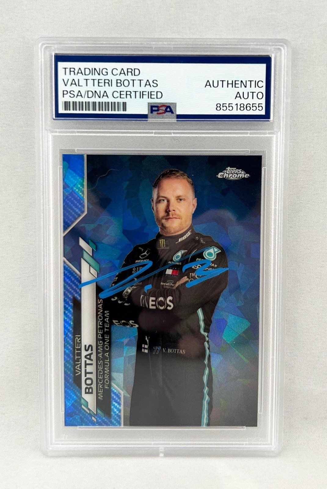 Valtteri Bottas Signed Rookie Card 2020 Topps Chrome Saphire #2 PSA/DNA F1 Fo...