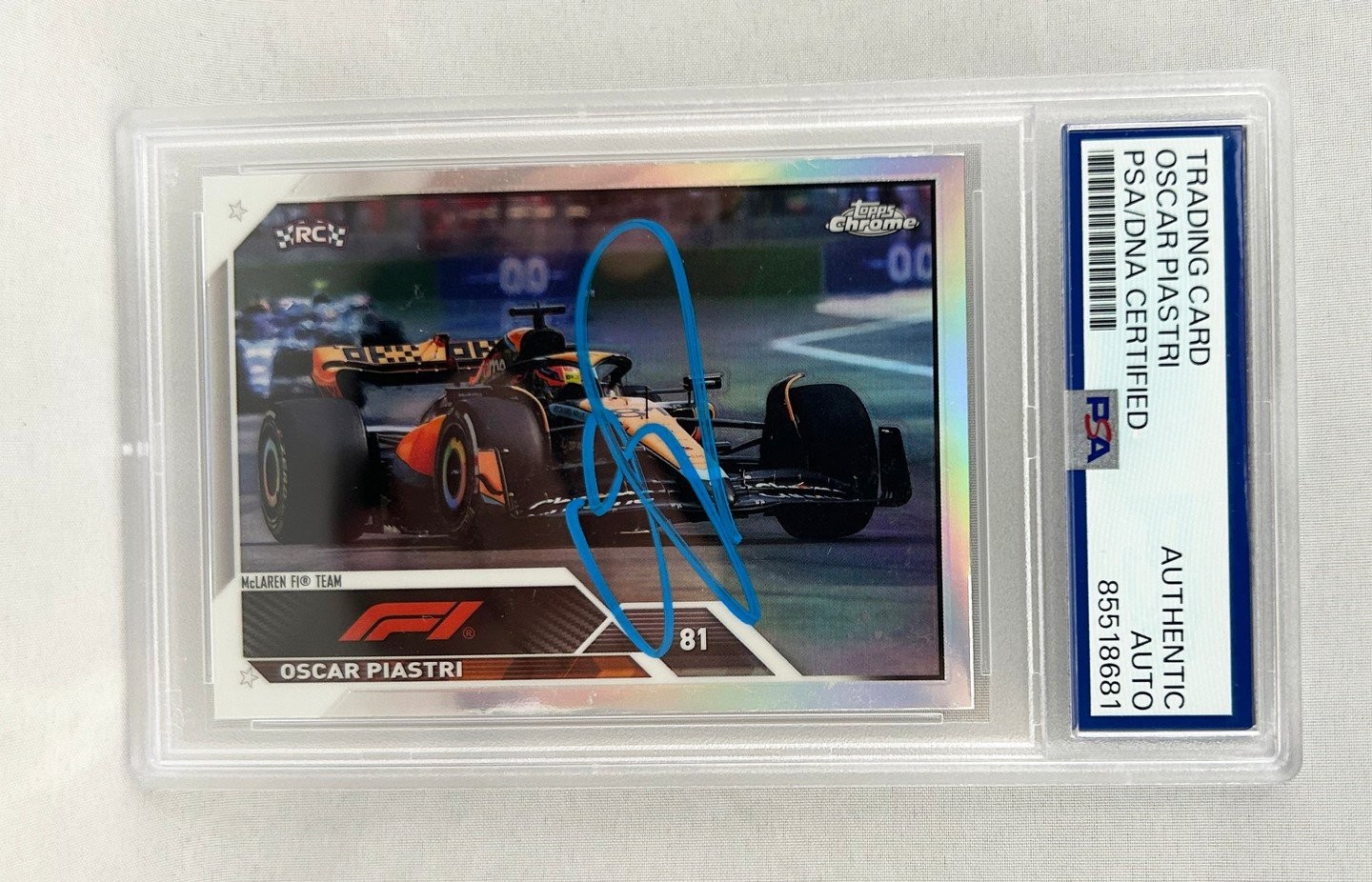 Oscar Piastri Signed Rookie Card 2023 Topps Chrome #113 PSA/DNA F1 Formula 1 COA