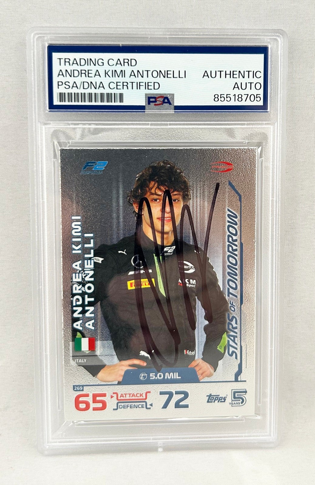 Andrea Kimi Antonelli Signed Card 2024 Topps Turbo Attax #269 PSA/DNA F1 Form...