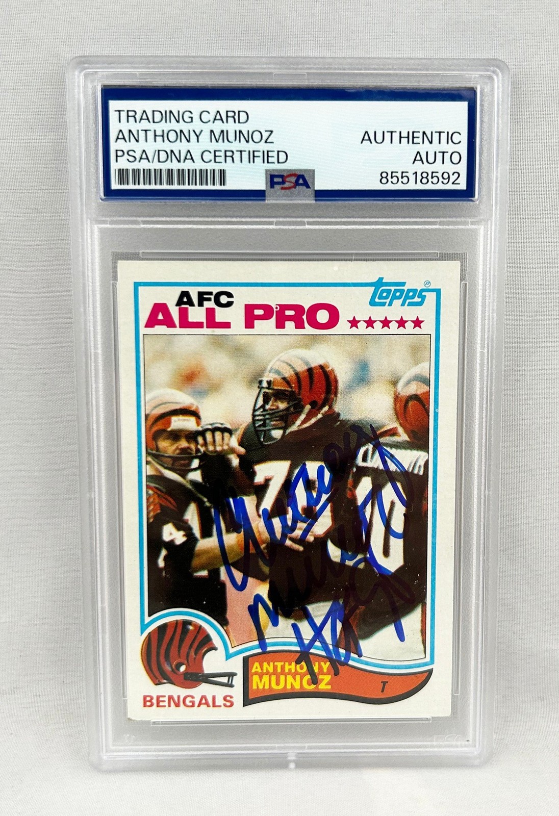 Anthony Munoz Signed Rookie Card 19827 Topps #51 PSA/DNA Cincinnati Bengals COA