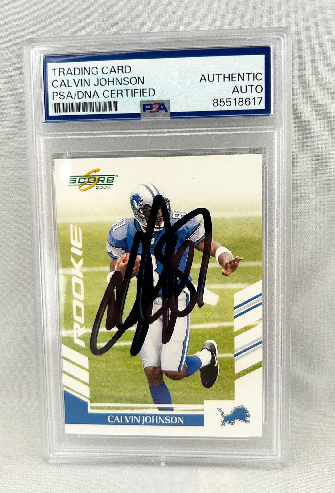 Calvin Johnson Signed Rookie Card 2007 Score #351 PSA/DNA Detroit Lions COA