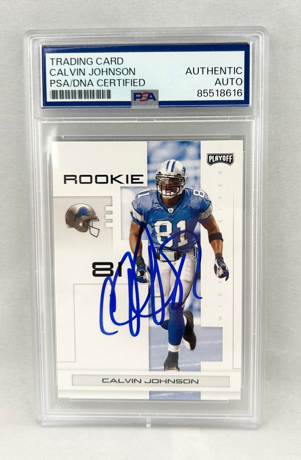 Calvin Johnson Signed Rookie Card 2007 Donruss #107 PSA/DNA Detroit Lions COA