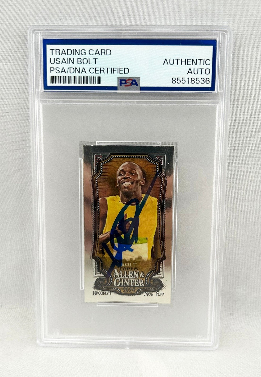 Usain Bolt Signed Card 2024 Topps Allen & Ginter Mini Silver #208 Olympics PS...