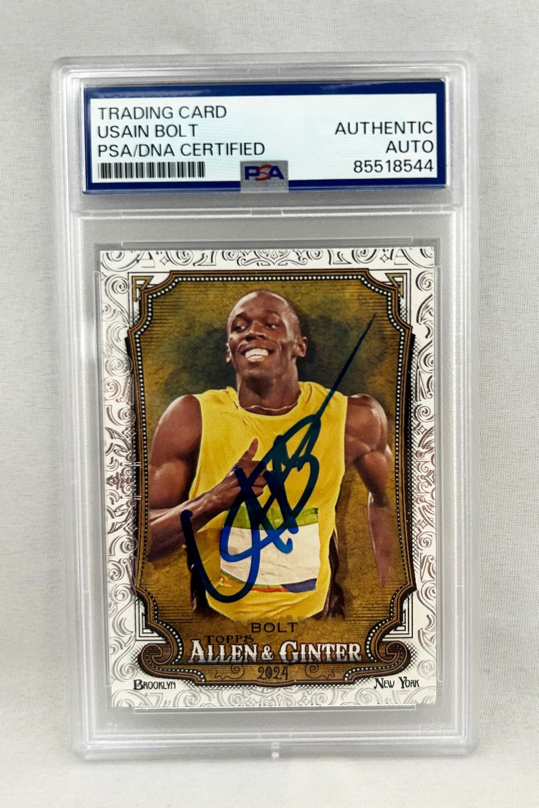 Usain Bolt Signed Card 2024 Topps Allen & Ginter Silver Foil #208 Olympics PS...