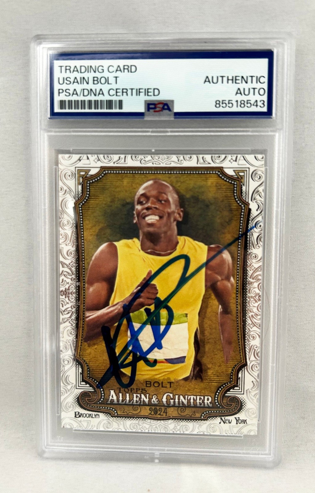 Usain Bolt Signed Card 2024 Topps Allen & Ginter Silver Foil #208 Olympics PS...