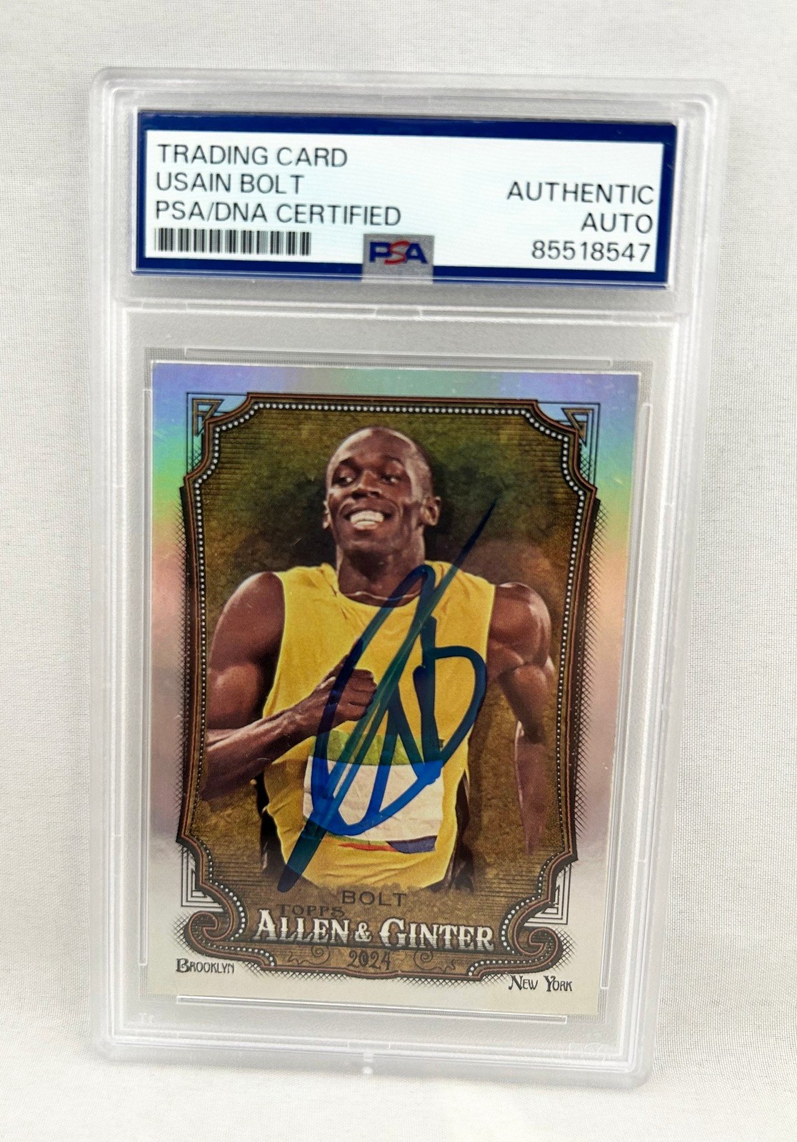 Usain Bolt Signed Card 2024 Topps Allen & Ginter Silver #208 Olympics PSA/DNA...