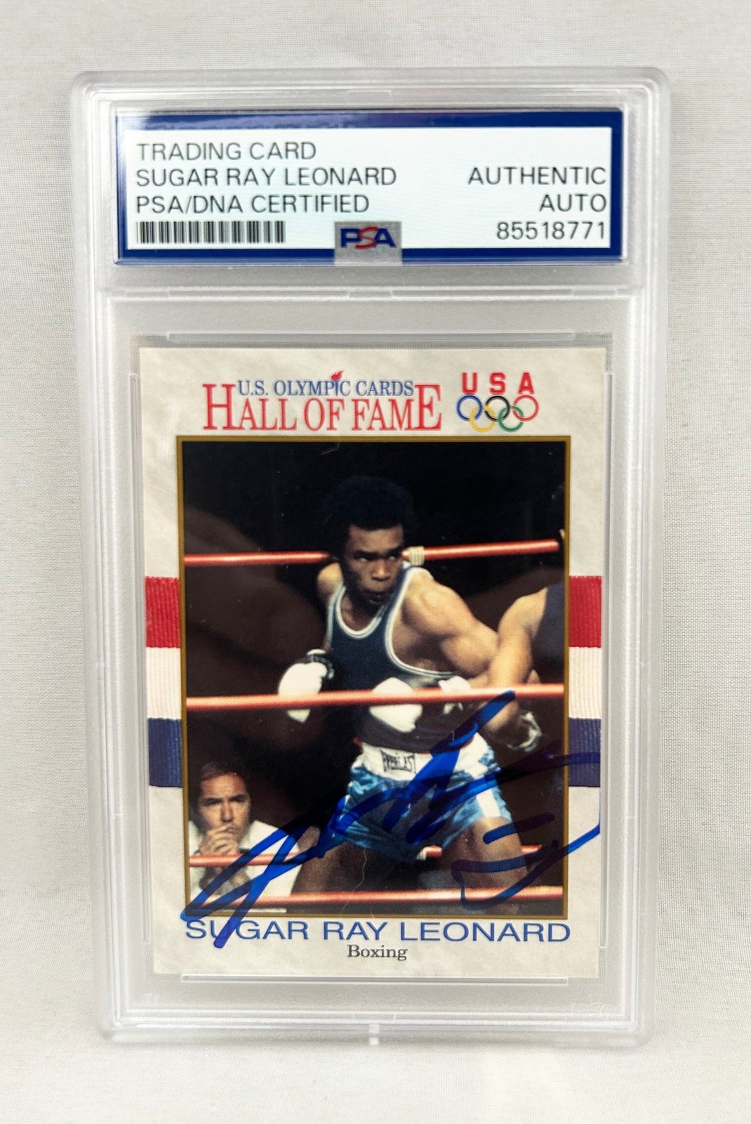 Sugar Ray Leonard Signed Card 1991 Impel HOF #29 Olympics PSA/DNA COA