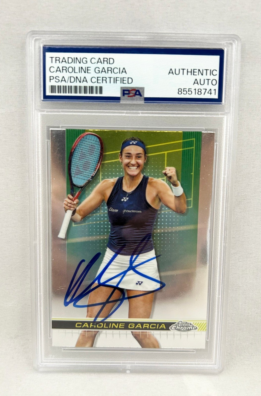 Caroline Garcia Signed Card 2024 Topps Chrome #14 PSA/DNA COA