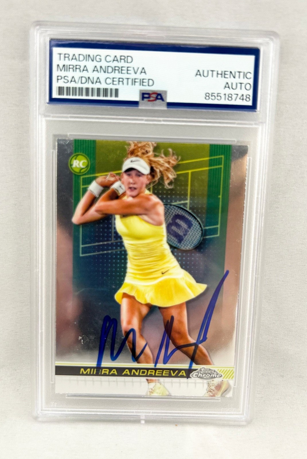 Mirra Andreeva Signed Card 2024 Topps Chrome #81 PSA/DNA 3 COA