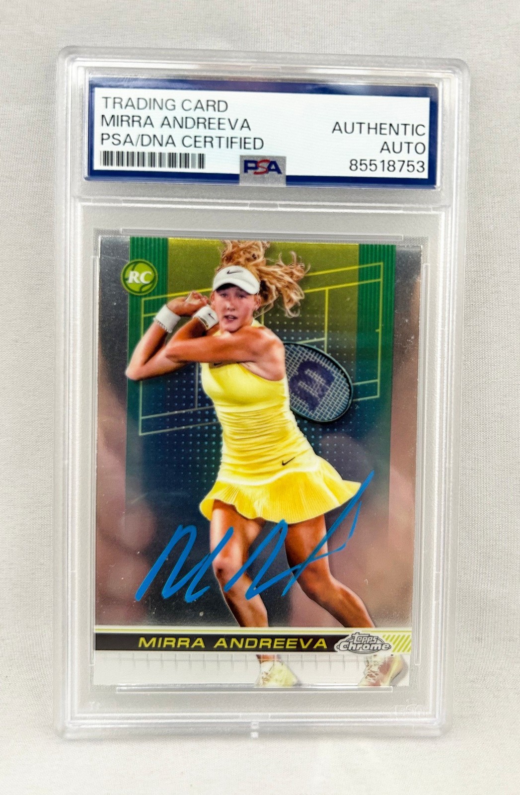 Mirra Andreeva Signed Card 2024 Topps Chrome #81 PSA/DNA 2 COA