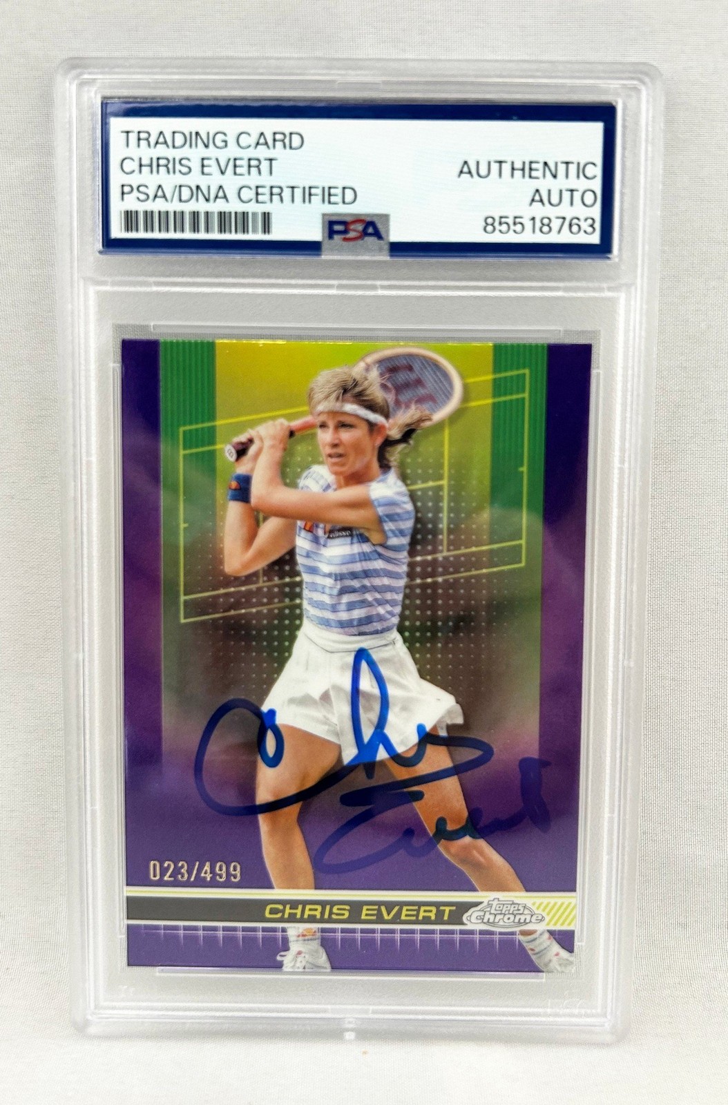 Chris Evert Signed Card 2024 Topps Chrome Purple Refractor #23/499 PSA/DNA COA