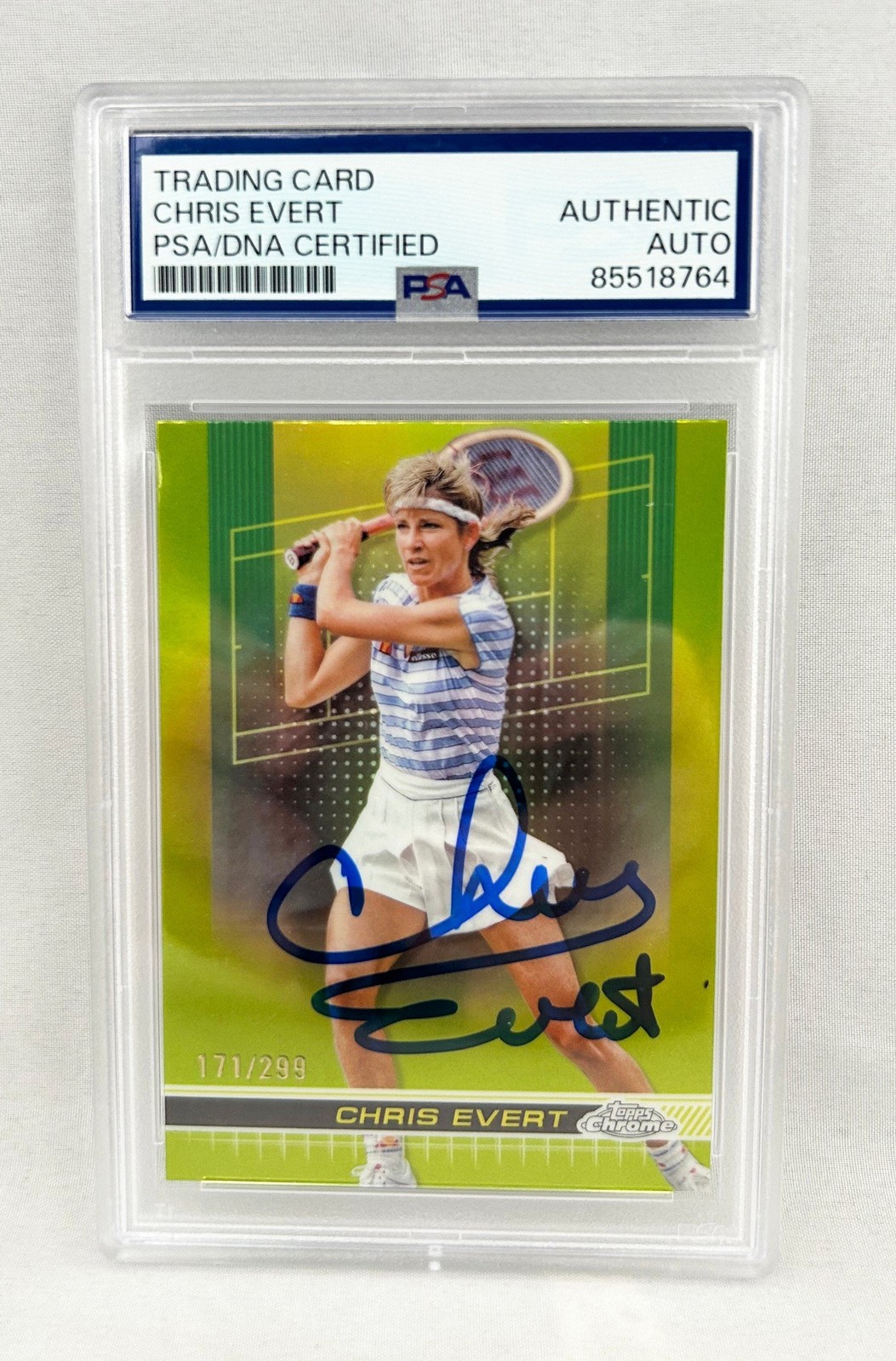 Chris Evert Signed Card 2024 Topps Chrome Lime Green Refractor #171/299 PSA/D...